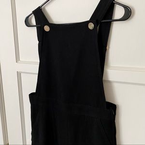 Zara Black and Gold Buttoned Overalls Jumpsuit